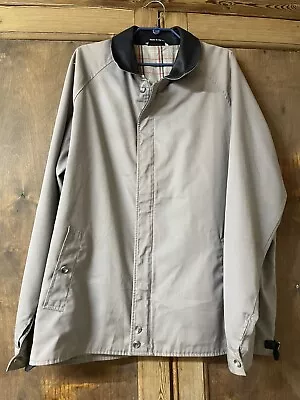 Buy M&S Vintage Grey Short Jacket Navy Leather Collar 46” • 15£