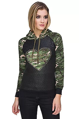 Buy Ladies Casual Camouflage Army Hoodie Long Sleeve Military Hoody Sweatshirt FZ93 • 12.99£