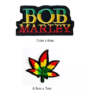 Buy Bob Marley Plus Cannabis Rainbow Leaf Rock Heavy Music Band Iron-On Motif Patch • 3.49£