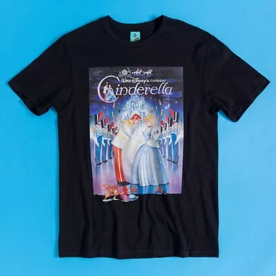 Buy Official Disney 100 Cinderella Movie Poster Black T-Shirt : S,M,L,XL,3XL,4XL • 19.99£