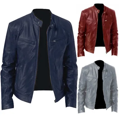 Buy Cafe Racer Men's Casual Slim Fit Vintage Real Winter Biker Leather Jacket • 95.99£