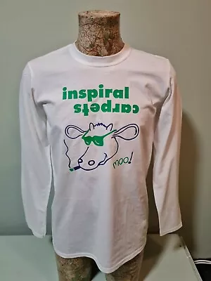 Buy Inspiral Carpets Moo! WHITE Long Sleeve Tee With Moo Logo T-Shirt Mens Unisex  • 15.99£