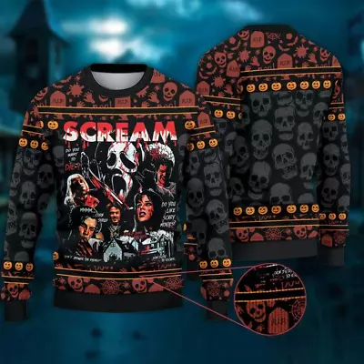 Buy Scream Halloween Ugly Sweater, Custom Ugly Christmas Sweater, Ugly Sweater 2023 • 44.39£