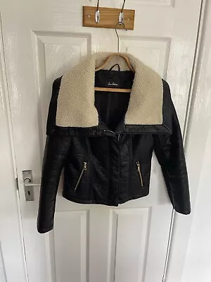 Buy Women’s Faux Leather Biker Fur Collar Jacket Sam Edelman Size S Black • 15£