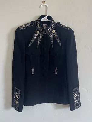 Buy Vintage ZELDA Black Floral Beaded Marching Band, Hourglass Blazer Jacket  Size 2 • 80.31£