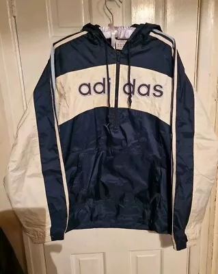 Buy Adidas Vintage Jacket Waterproof Men's Size M Blue Windbreaker 3 Stripes  • 15£