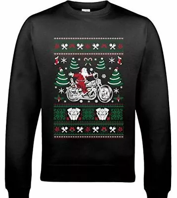 Buy Biker Santa Mens Funny Xmas Sweatshirt Motorcycles Motorbike Jumper • 20.99£
