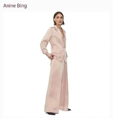 Buy ANINE BING Silk Satin Isabella Blazer Jacket Blouse Top Double Breasted L  • 164.06£
