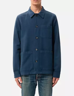 Buy Nudie Jeans Barney Worker Jacket Overcoat Men Indigo Blue Cotton Twill BNWOT FAB • 59.99£