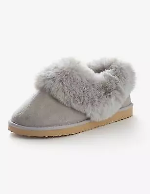 Buy RIVERS - Womens Winter Slippers - Grey Shoes - Slip On - Faux Sheepskin Footwear • 13.47£