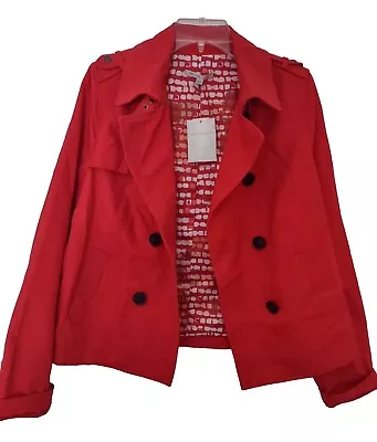 Buy NWT Gap Red Women’s Pea Coat Jacket Sz M Vibrant Bright  • 28.42£