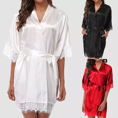 Buy ⭐⭐⭐⭐⭐Sexy Lingeries Womens Satin Silk Pajamas Sleepwear Robes Nightdress Nightie • 7.69£