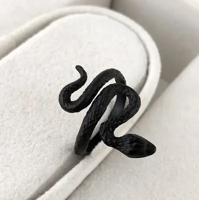 Buy Cool Snake Adjustable Ring 925 Black Coloured Plt Women Girl Men Jewellery Gift • 3.49£