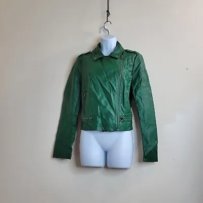 Buy Forever21 Women Faux Leather Jacket Green Size Large  • 21.95£