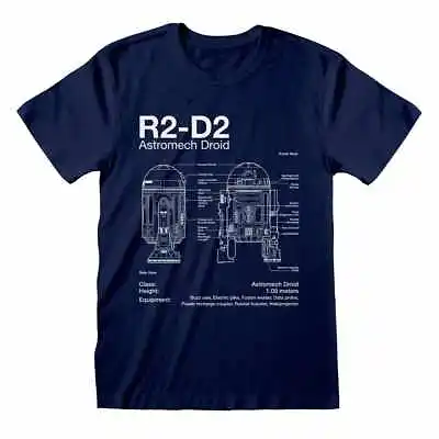 Buy ** Star Wars R2D2 Specs Blue Prints Navy T-shirt Official  ** • 16£