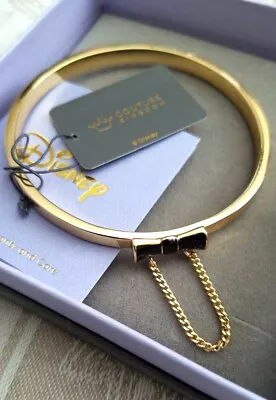 Buy Disney Couture Kingdom  Women's Gold Bangle Bracelet Black Bow Chain Minnie NIB • 31.26£