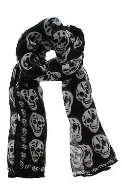Buy Zac's Alter Ego Long Lightweight Fashionable Unisex Skull Print Scarf • 10.69£
