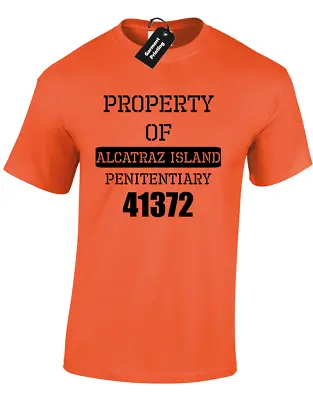 Buy Property Of Alcatraz Mens T-shirt Prison Jail Fancy Dress Funny Criminal Design • 7.99£