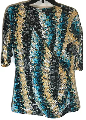 Buy Style & Co Woman Medium Blouse Wrap Front V-Neck Marie 3/4 Sleeve Multicolor  • 8.45£