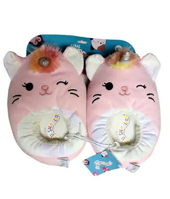 Buy NWT Size 2-3 (Fit Adult 4, 5, 6) Squishmallow Slippers Pink Unicorn Cat Sabrina • 22.89£