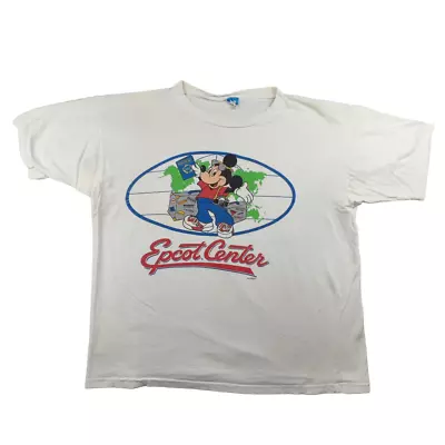 Buy Vintage Disney Epcot Center Mickey Mouse Graphic Single Stitch T Shirt XL USA • 34.99£