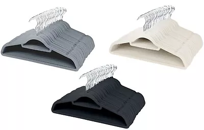Buy 50  Non Slip Flocked Coat Clothes Hangers Velvet Trouser Hanging Space Saving • 15.99£