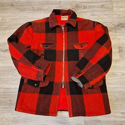 Buy Vintage Soo Lumberjack Jacket Red Black Tartan Size 44 Fits Like XL Heavyweight • 42£