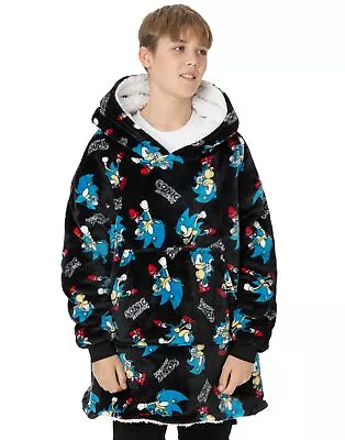 Buy Sonic The Hedgehog Black Blanket Hoodie (Unisex Kids) • 24.95£