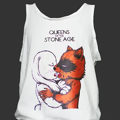 Buy Queens Of The Stone Age Metal Rock T-SHIRT Vest Top Unisex White S-2XL • 13.99£