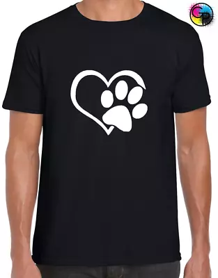 Buy Paw Print Heart Mens T Shirt Dog Cat Owner Animal Lover Gift Design Top New • 7.99£