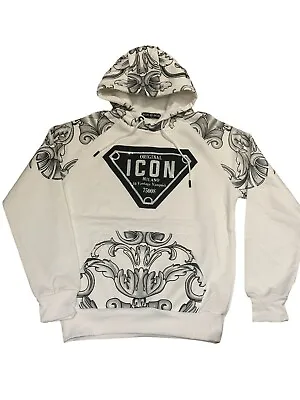 Buy Mens Icon Hoody, Urban Street Wear White Pullover Hoodie • 28.99£