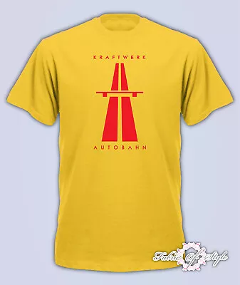 Buy KRAFTWERK Tribute   AUTOBAHN RETRO TECHNO Mens T-Shirt Yellow Red • 10.95£