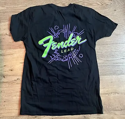 Buy Fender Lead Neon Green Logo Vtg Retro Guitar Amp Music Rock Band Black T Shirt M • 15£