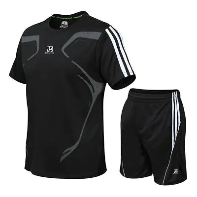 Buy Mens Football Plain T-Shirts Shorts Jogging Running Gym Sports Fitness Tracksuit • 1.99£