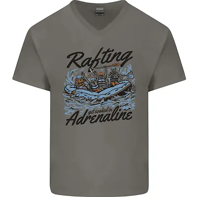 Buy Rafting Get Soaked In Adrenaline White Water Mens V-Neck Cotton T-Shirt • 8.99£