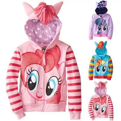 Buy Kids Girls Cartoon Unicorn Hooded Coat Jacket Sweatshirt Zip Up Hoodie Outwear • 15.74£