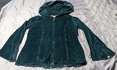 Buy Berlin Design Sea Green Cotton Velour Hooded Jacket XL 46/48 Goth • 22£