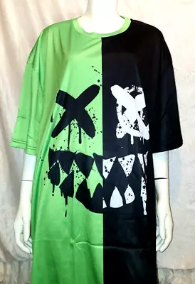 Buy Squid Game Black Scary Face Neon Green And Black Two Tone Colour TShirt Top • 16.99£