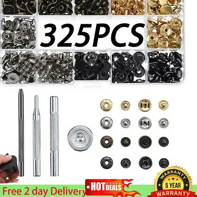 Buy 325Pcs Heavy Duty Snap Fasteners Press Studs Kit +Poppers Leather Button Tool • 5.99£