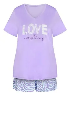 Buy New With Tags Evans Avenue Love Logo Lilac Multi Pyjama Set With Scrunchie 18 20 • 12.99£