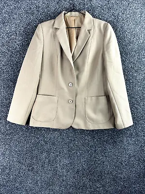 Buy St Michael Women Blazer Jacket 14 Beige Short Polyester Regular Button Pockets • 19.99£