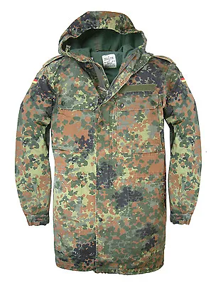 Buy Genuine German Army Issue Hooded Flecktarn Parka Zip Fronted Combat Field Jacket • 23.99£