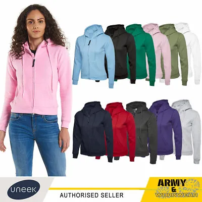 Buy Uneek Ladies Classic Full Zip Hooded Sweatshirt Smart Casual Zipped Hoodie Top • 16.95£