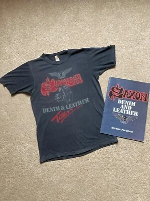 Buy SAXON Denim & Leather Original Vintage 1981 Official Tour T Shirt & Programme. • 120£
