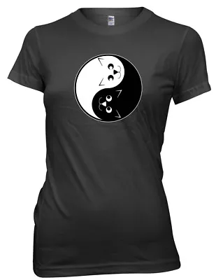 Buy Yin Yang Cat Kittens Funny Womens Ladies T-Shirt • 11.99£