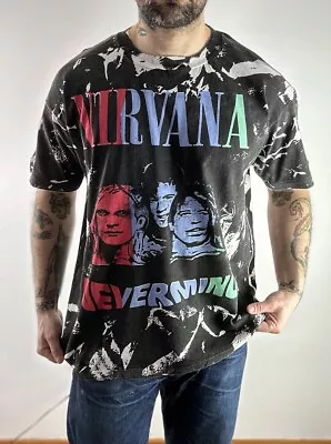 Buy Rags 72 Nirvana Nevermind All Over Print Single Stitch T Shirt Band Grunge XL • 35£