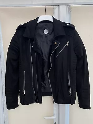 Buy The Couture Club Biker Jacket Size Medium Black Suede Style Vegan Leather VGC • 40£