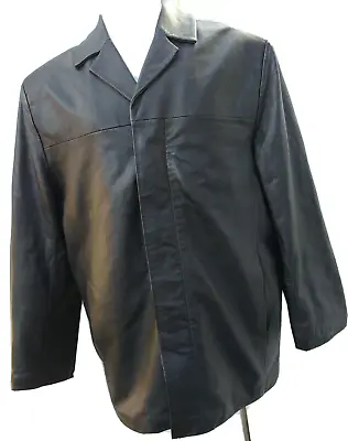 Buy Dehavilland Mens Black Real Leather Jacket Coat Removable Fur Collar XL • 44.95£