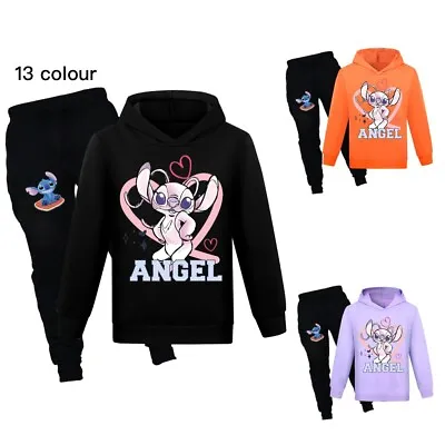 Buy  Kids Lilo Stitch Angel T-shirts Hoodie Pants Tracksuit Sportswear Set Pajamas • 18.99£