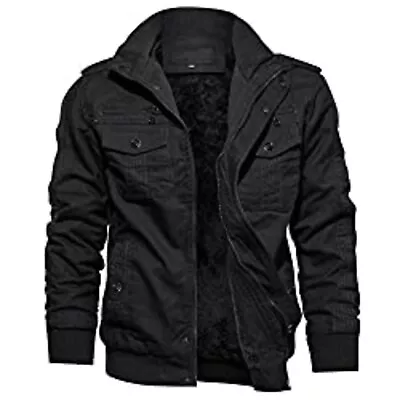 Buy KEFITEVD Men's Outdoor Military Fleece Jackets Warm Bomber Jacket Winter Pockets • 44.99£